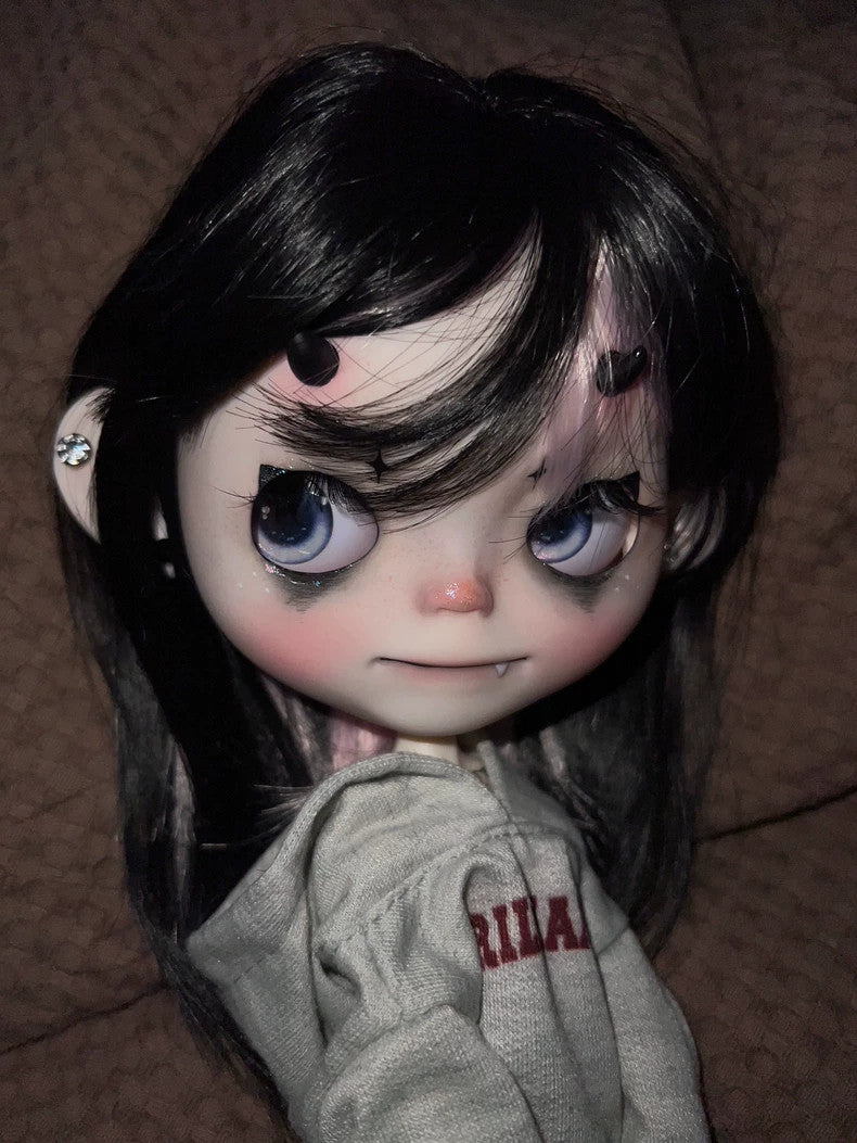 Handmade Blythe Doll Custom With Outfits Wig 1/6 BJD Doll Devil Faceup Girl Gift