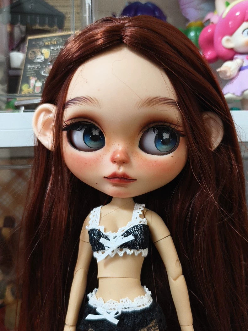 Handmade 1/6 BJD Doll With Clothes Eyes Reddish Hair Tan Skin Custom Blythe Doll
