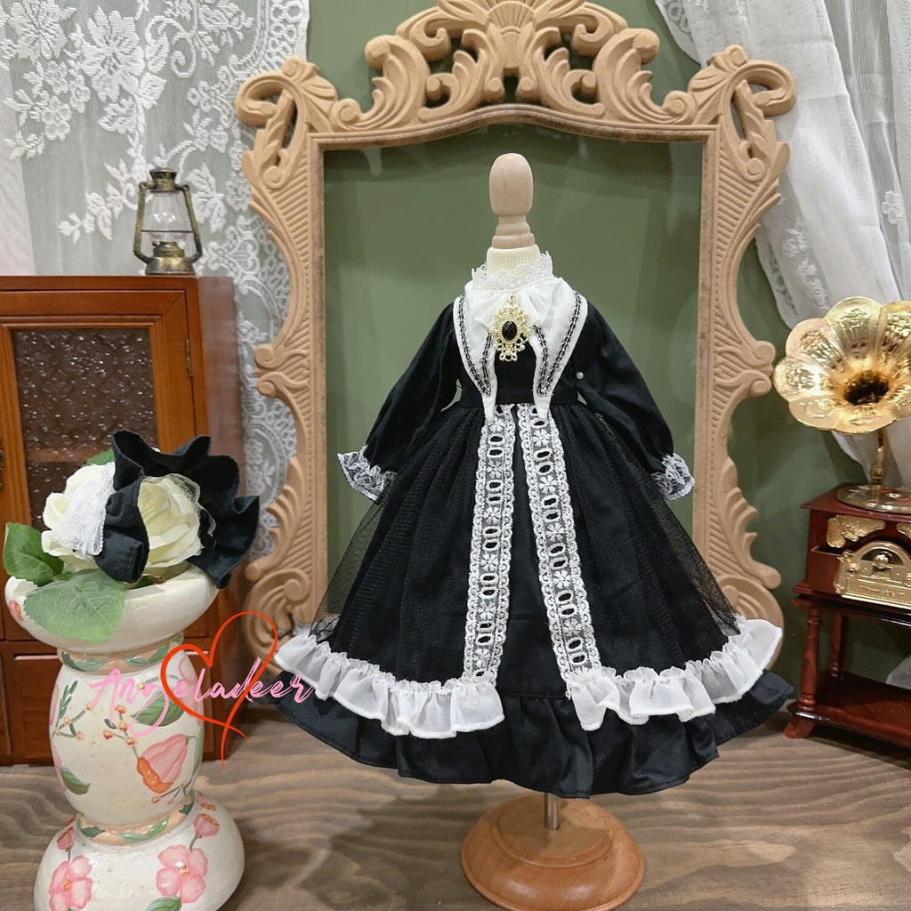 Blythe 1/6 1/4 1/3 BJD Doll Clothes Lolita Outfit Black Nun Dress + Headwear DOD-