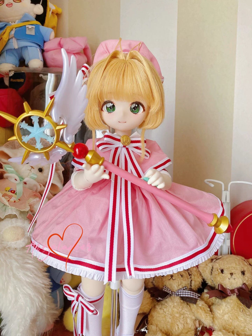 1/4MSD BJD Doll Clothes Magic Girl Battle Dress 6 Pcs Full Set Cosplay Outfit-