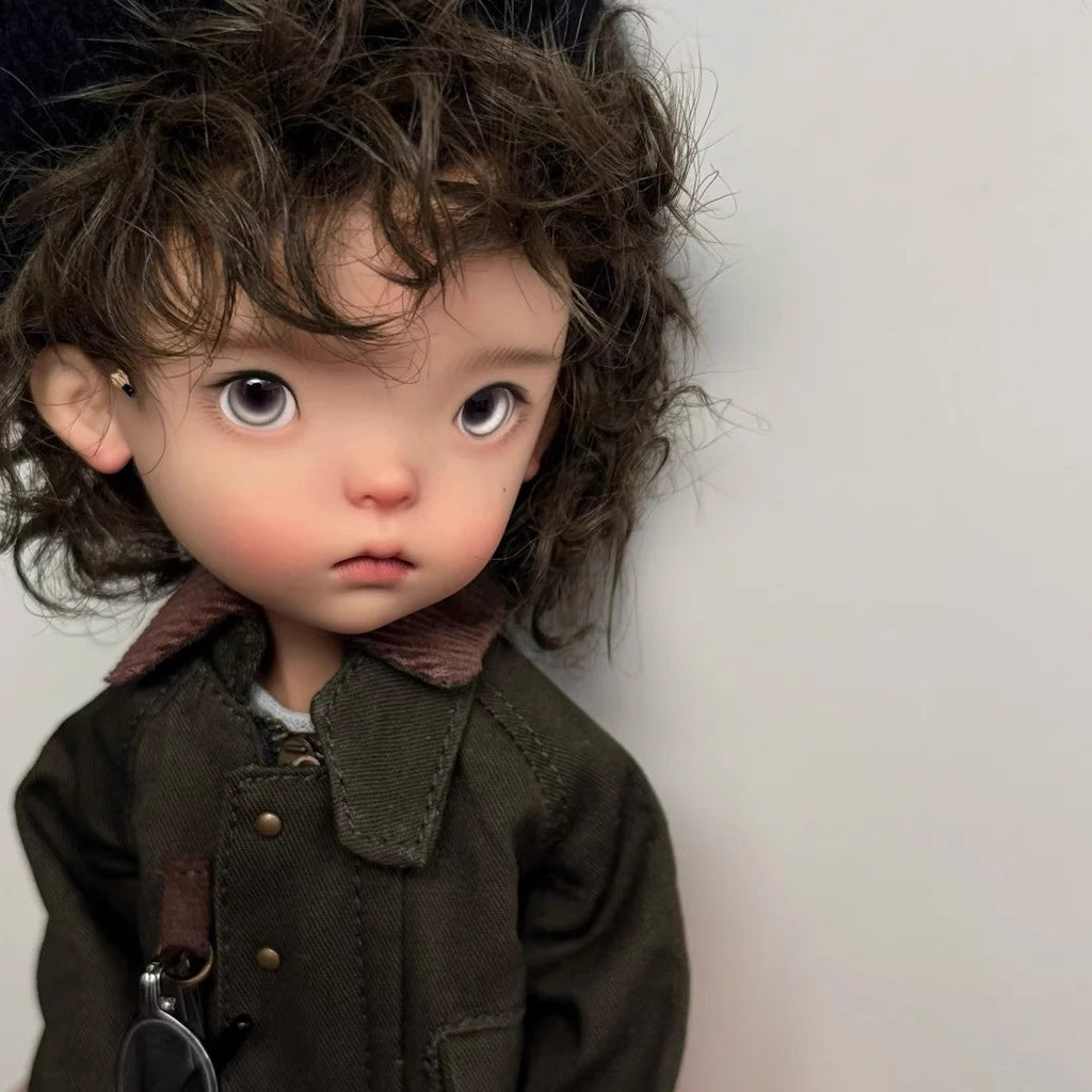 1/6 BJD Doll Handmade Resin Jointed Face Makeup Eyes Wig Landoudou Girl DIY Gift