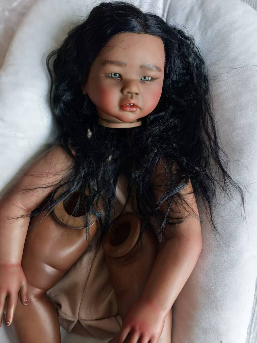 Artist Custom Made Painted 28inch Dark Skin Reborn Baby Doll Kits Rooted Hair Toddler Girl Kids Toy