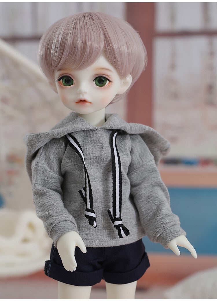 BJD 1/6 Mini SD Doll Resin Boy Free Face Make up + Eyes Wig Clothes TOY FULL SET-