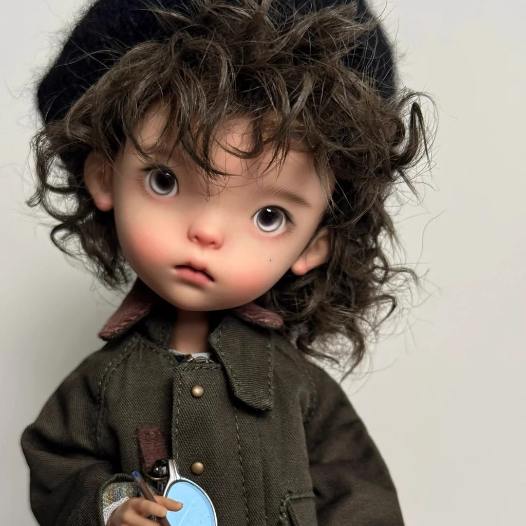 1/6 BJD Doll Handmade Resin Jointed Face Makeup Eyes Wig Landoudou Girl DIY Gift