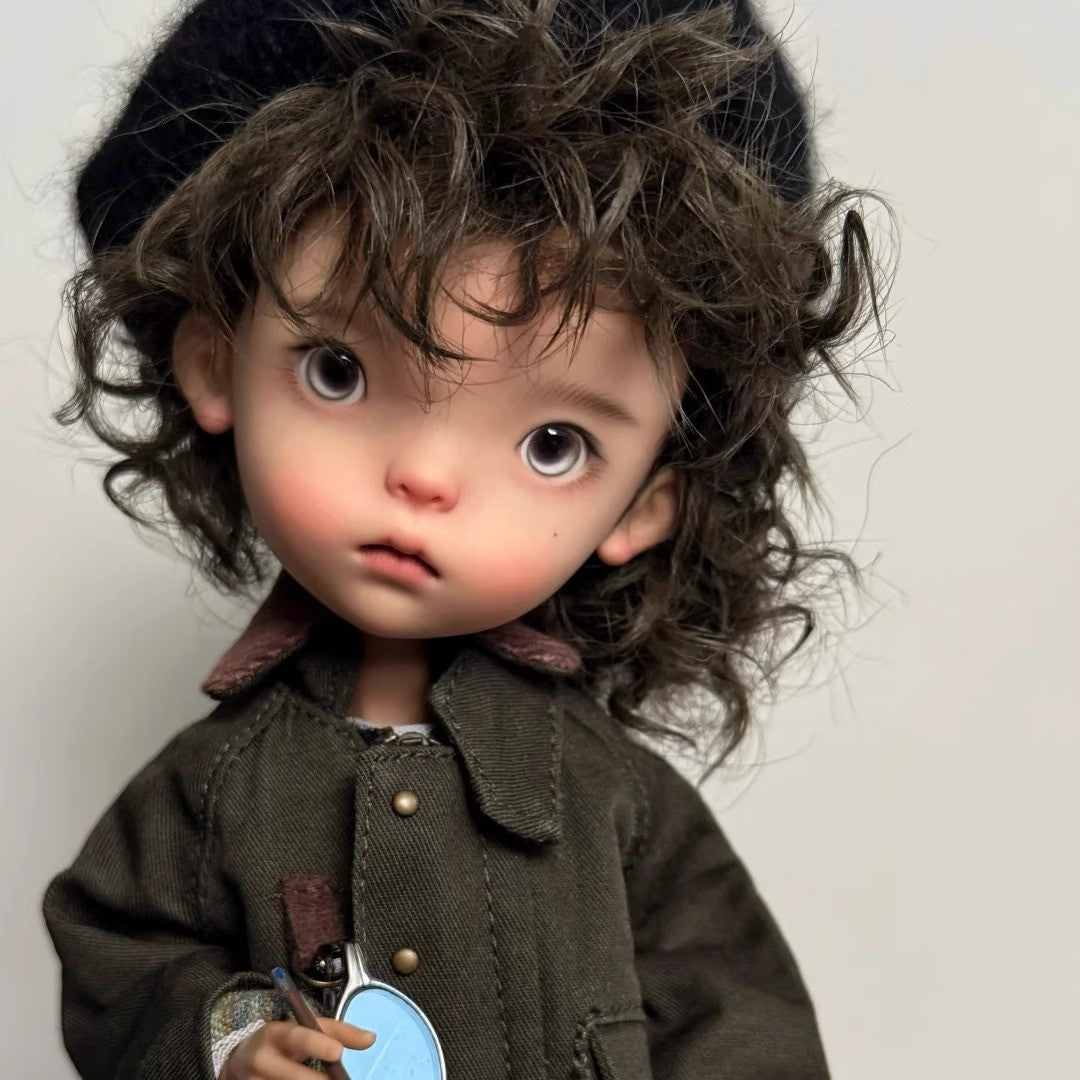 1/6 BJD Doll Handmade Resin Jointed Face Makeup Eyes Wig Landoudou Girl DIY Gift