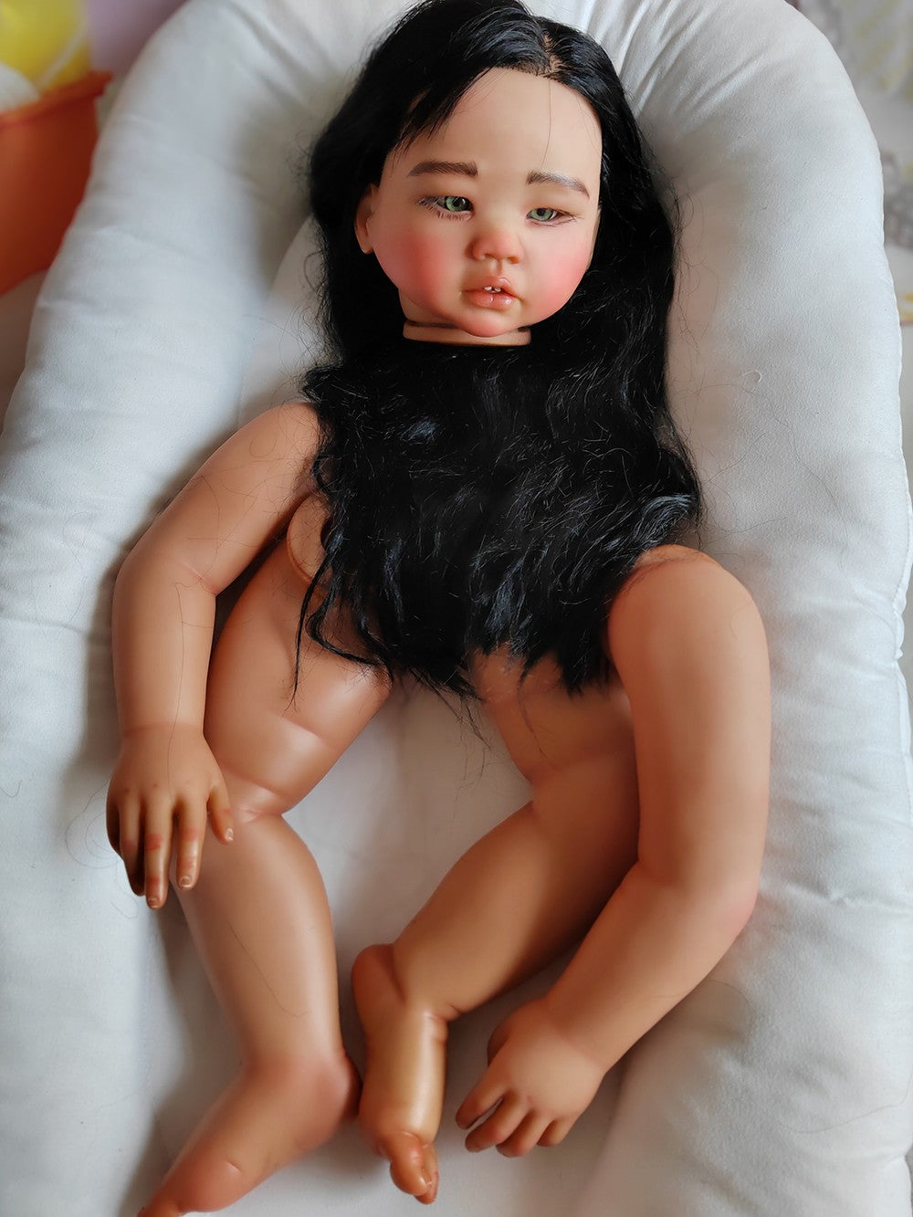 Custom Made Artist Genesis Painted Reborn Doll Kit 28inch Reborn Baby Amaya Toddler Dark Skin African Girl Hand-Rooted Hair Toy