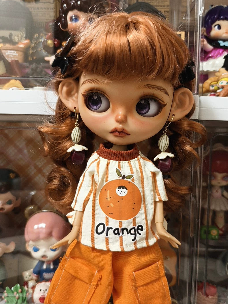 Handmade Custom Blythe Doll w/ Clothes Wig Eyes 1/6 BJD Dolls Tan Skin Girl Gift