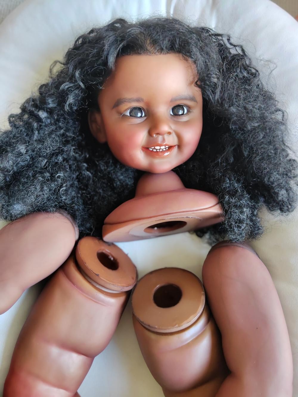 Custom Made Toddler Reborn Doll Kit Cammi  Black Skin Girl African Rooted Curly Hair 28In DIY Toys-