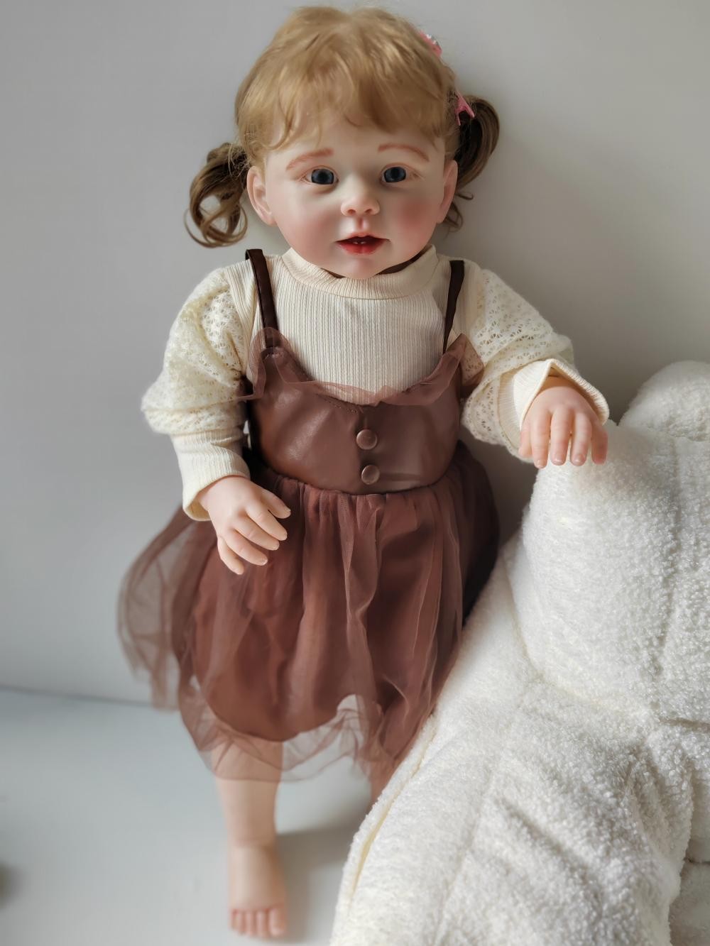 28" Reborn Baby Doll Artist Painted Kit Toddler Girl Rooted Hair Cloth Body Gift-