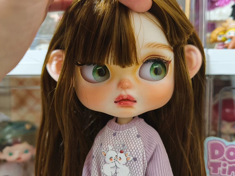 Custom Handmade Blythe Doll Full Set Outfit Wig Hair Girl 1/6 Doll BJD OOAK Gift