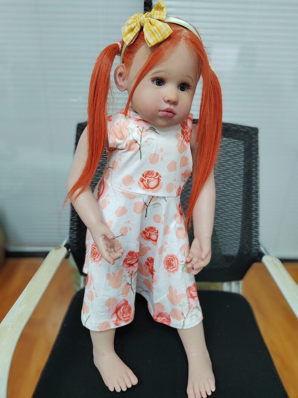 Custom Made 30" Handmade Reborn Baby Doll Louisa Hand-rooted Orange Hair Toddler Girl Lifelike Gift