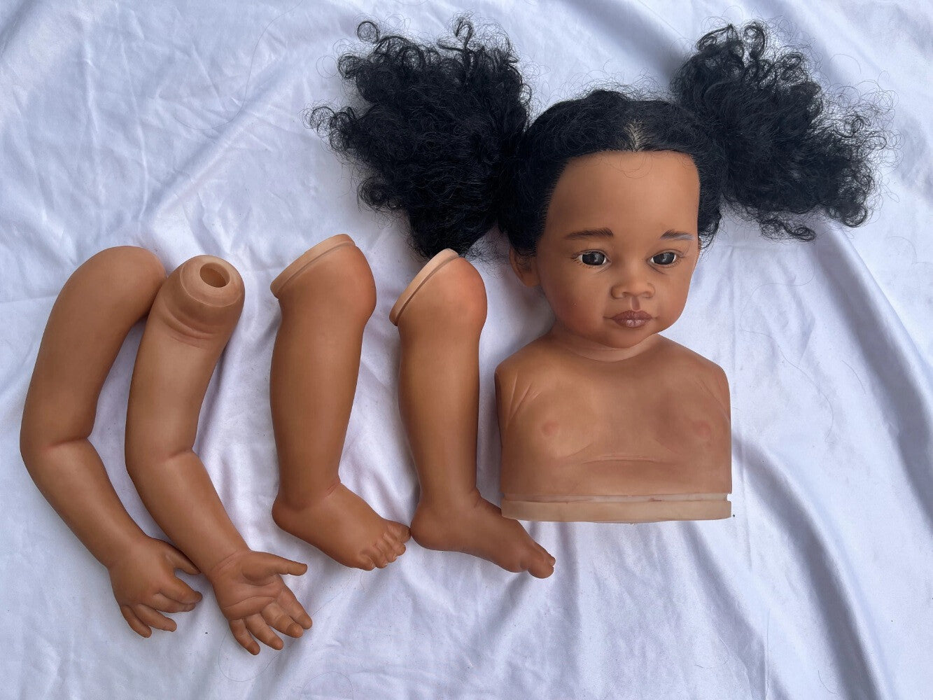 Custom Made 32inch Reborn Baby Meili African Girl Unassembled 3 Dark Skin Girl Toddler Painted Kit Rooted Hair-