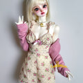 1/4 1/3 SD16 SID EID BJD Clothes Beige Floral Sling Dress Flowers + Polka Dots