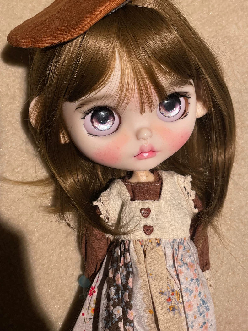Full Set Blythe Doll With Dress Wig Hair Eyes Face up 1/6 BJD Doll Handmade Gift
