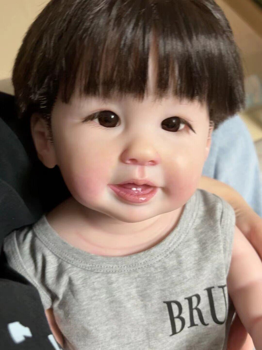 Custom Made 28" Realistic Hand Painted Reborn Baby Dolls Teegan Rooted Hair Toddler Boy Toys GIFT