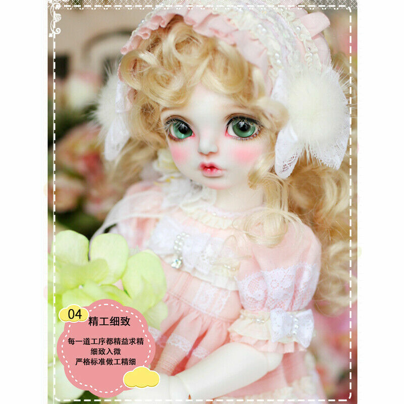 BJD 1/4 Doll Ball Jointed Girl Face Eyes Dress Makeup Birthday Gift Toy Full Set
