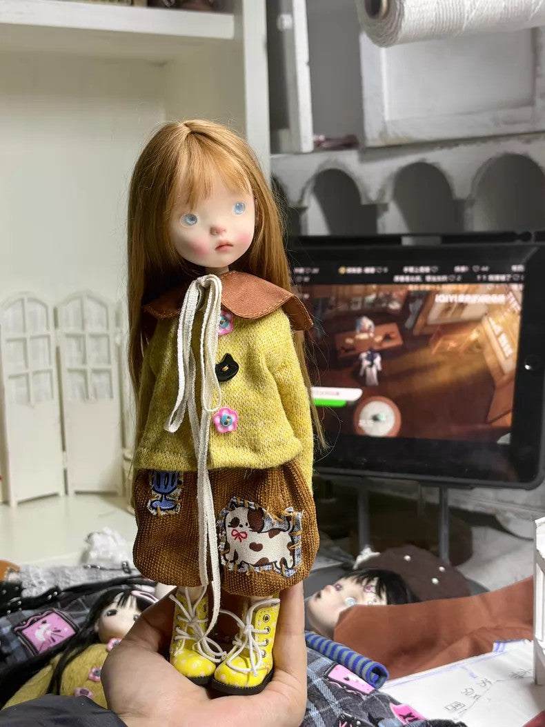 Full Set BJD Doll 1/6 Landoudou Face Make UP Wig Clothes Outfits Shoes Girl Gift