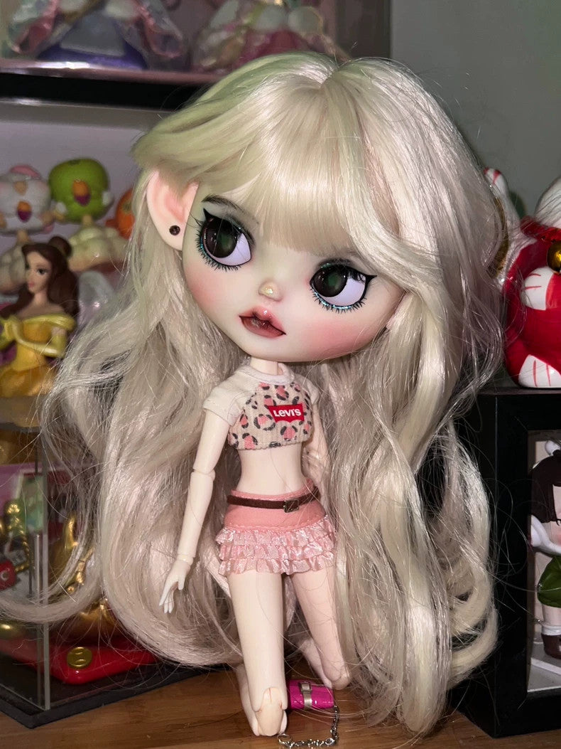 Handmade Blythe Doll Customized With Outfits + Wig 1/6 Doll BJD OOAK Punk Girl