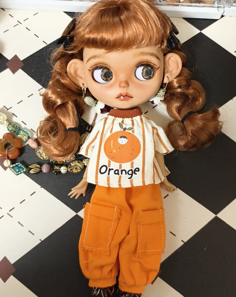 Handmade Custom Blythe Doll w/ Clothes Wig Eyes 1/6 BJD Dolls Tan Skin Girl Gift