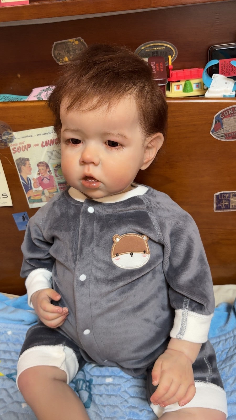 Custom Made Reborn Baby Lifelike 28In Reborn Baby Doll Toddler Boy Liam Hand-Rooted Mohair Kids Toy Gift-