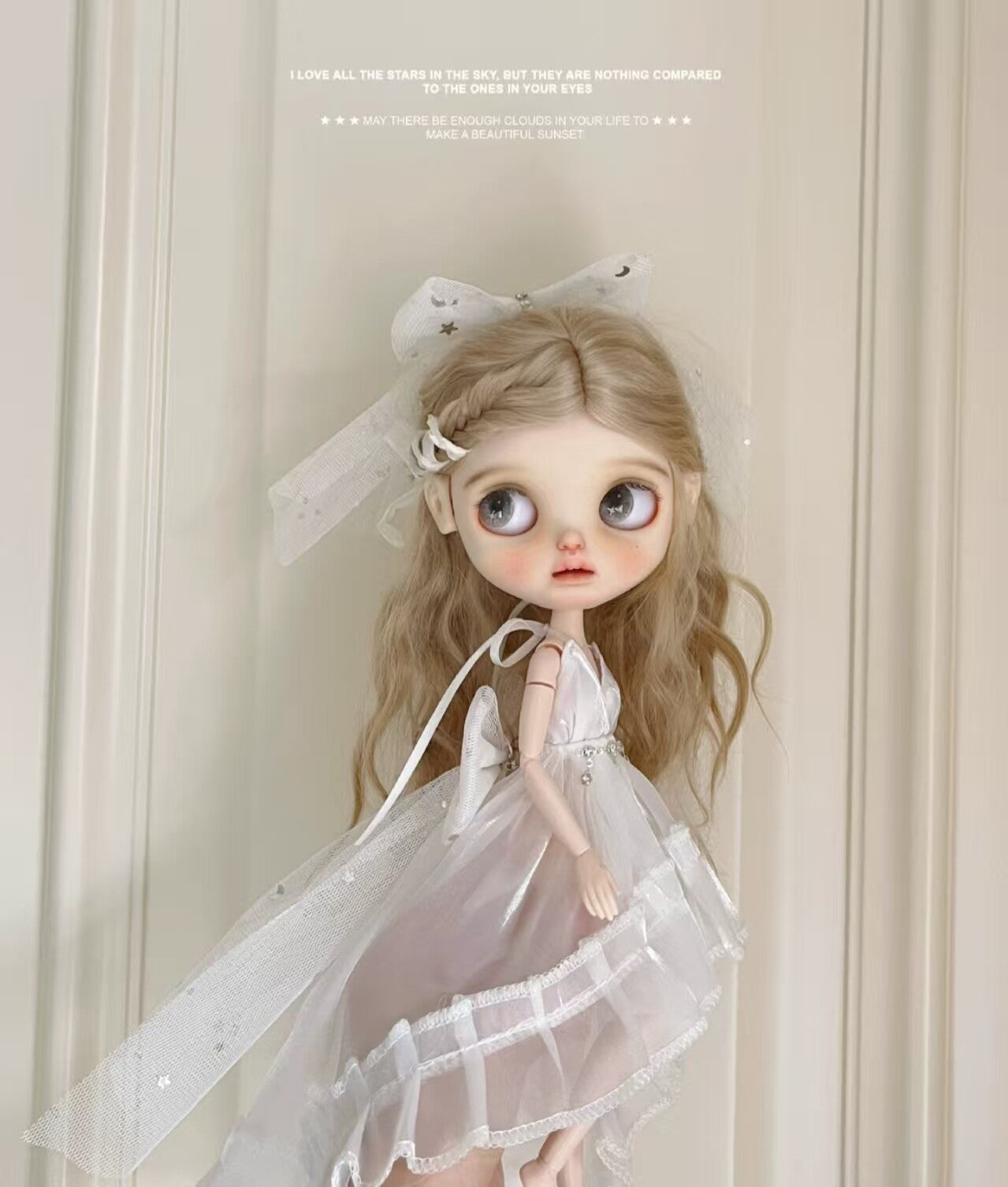 1/6 Blythe Ob24 Doll for BJD Clothes Hanging Neck Long Skirt +Headwear+Bow Dress