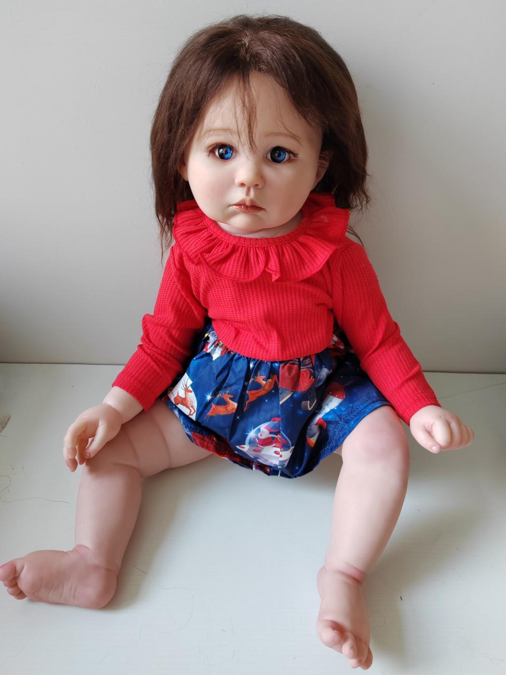 28inch Lifelike Girl Toddler Reborn Baby Doll Rooted Mohair Shiny Eyes XMAS GIFT