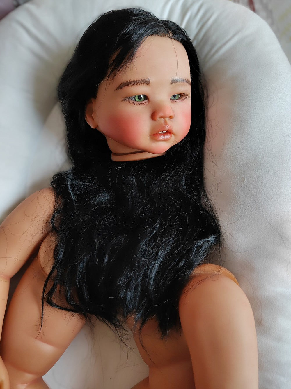 Custom Made Artist Genesis Painted Reborn Doll Kit 28inch Reborn Baby Amaya Toddler Dark Skin African Girl Hand-Rooted Hair Toy