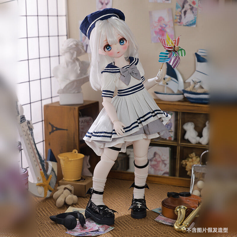 1/4 BJD Doll Resin Full Set/Bare Doll Cartoon Girl Eyes Face up Wig Handmade Toy