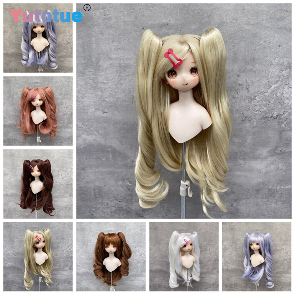 Yutotue Dolls Wigs with Bangs and Two Ponytail for 1/3 1/4 1/6 BJD Doll DIY Toy-