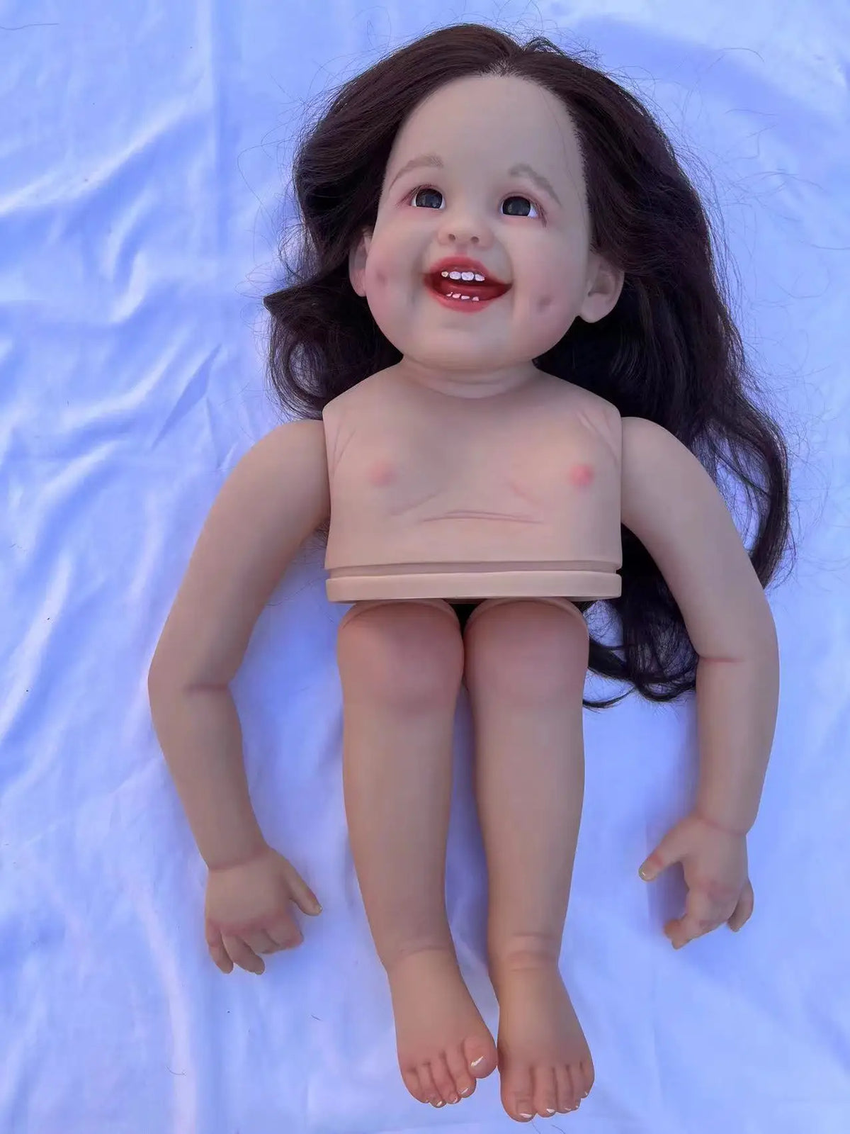 Custom Made 30in Huge Reborn Baby Doll Dimple Painted Toddler Girl Hand-Rooted Hair Body Parts Gift