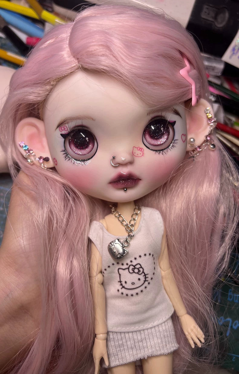 1/6 Custom Blythe Doll With Outfits + Hair Earrings Girl Doll BJD Handmade Gifts