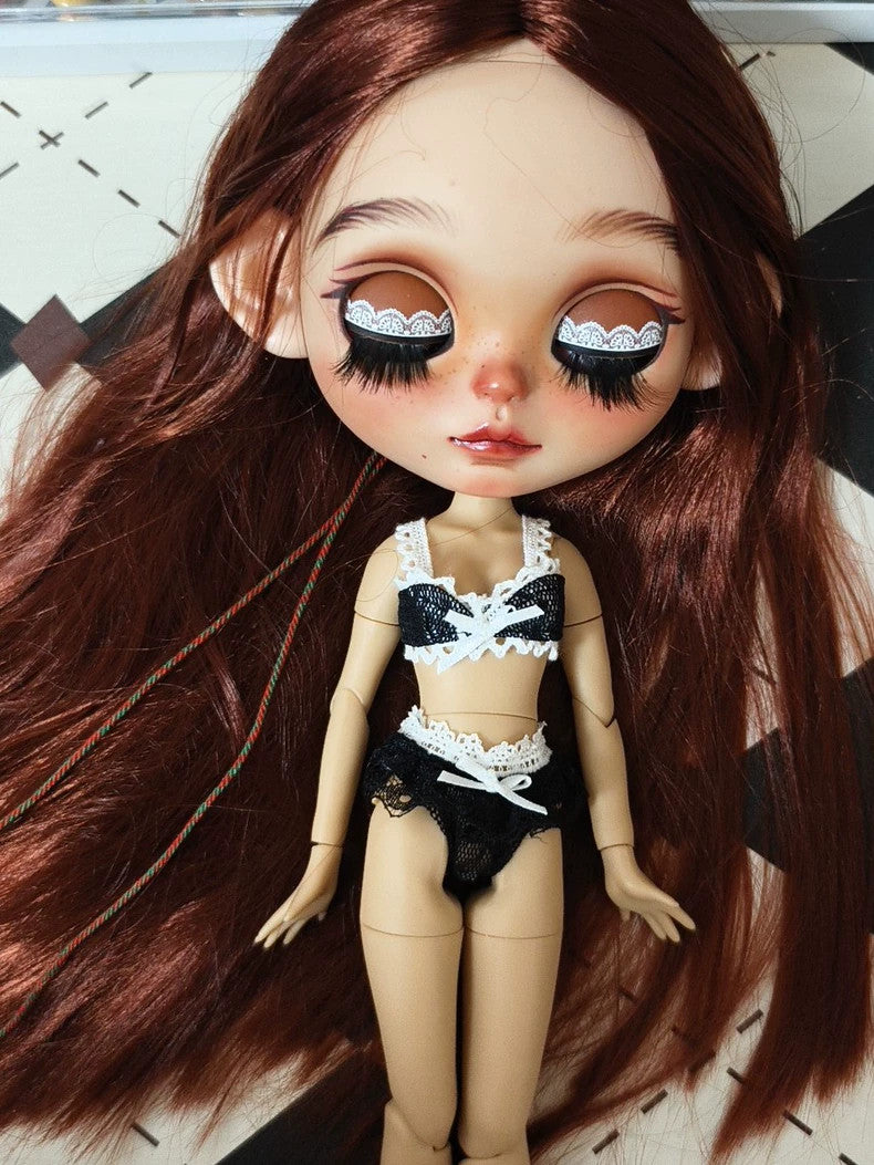 Handmade 1/6 BJD Doll With Clothes Eyes Reddish Hair Tan Skin Custom Blythe Doll