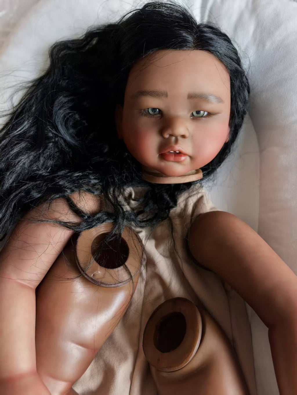 Artist Custom Made Painted 28inch Dark Skin Reborn Baby Doll Kits Rooted Hair Toddler Girl Kids Toy