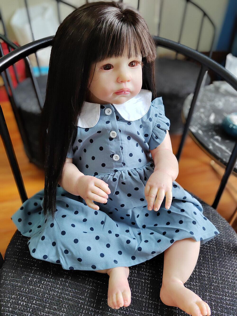 Custom Made 28in Lifelike Hand-Rooted Hair Toddler Girl Reborn Baby Doll Lily  Realistic Art Gift