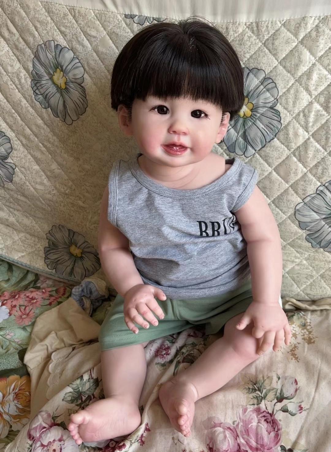 Custom Made 28" Realistic Hand Painted Reborn Baby Dolls Teegan Rooted Hair Toddler Boy Toys GIFT