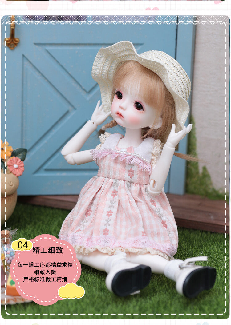 BJD 1/6 SD Dolls Lovely Girl Resin Ball Jointed Body + Eyes + Face Make up Wig
