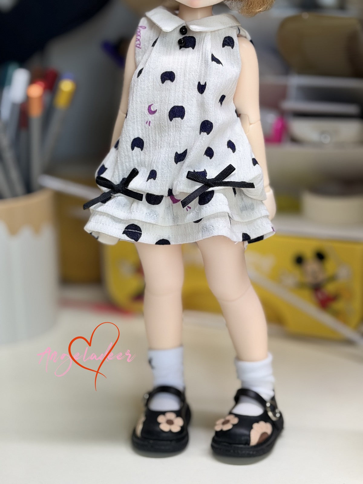 1/6 1/4 Puyoo BJD Outfit doll Clothes short shift Dress White / Navy Blue-
