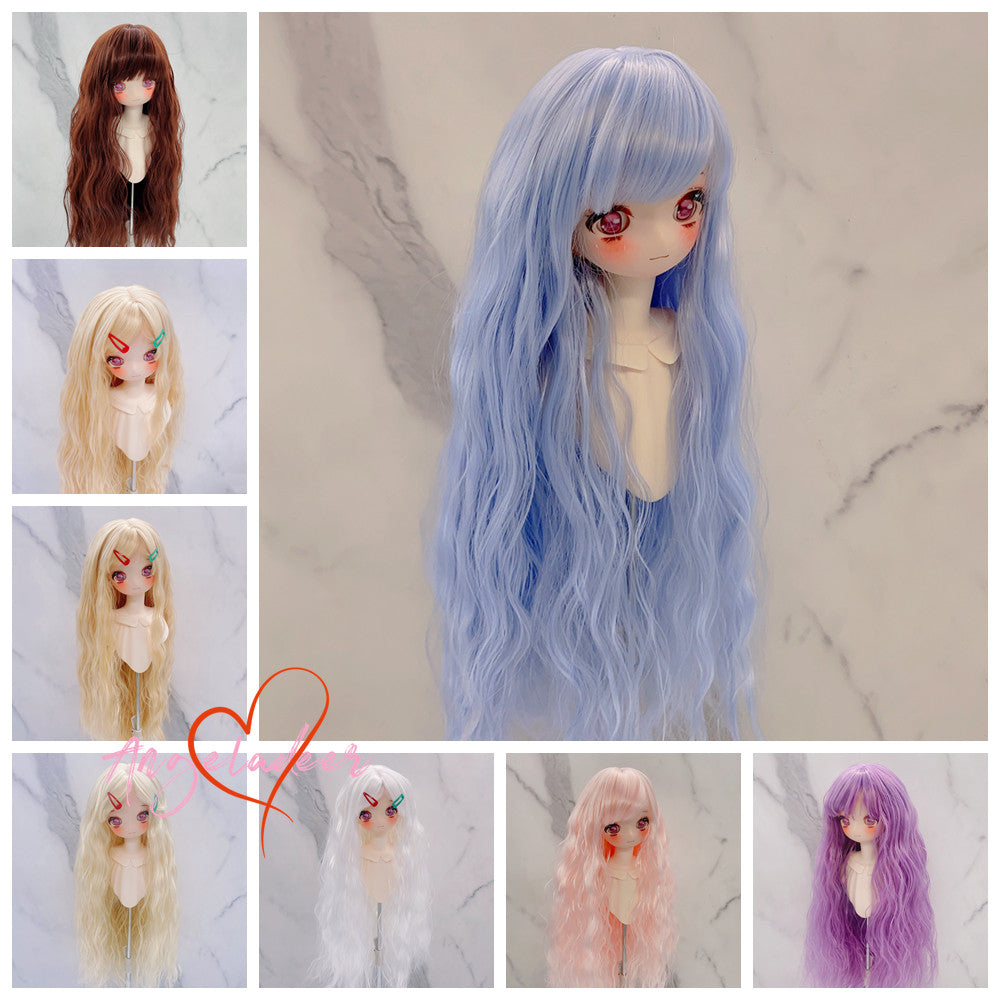 1/6 1/4 1/3&Uncle BJD Noodles Curly Long Wig Doll Hair Neat Bangs Soft Fiber AOD-