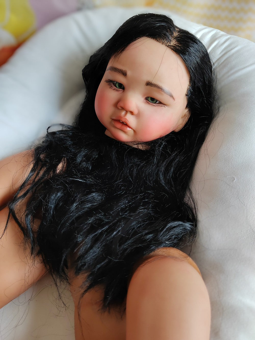 Custom Made Artist Genesis Painted Reborn Doll Kit 28inch Reborn Baby Amaya Toddler Dark Skin African Girl Hand-Rooted Hair Toy