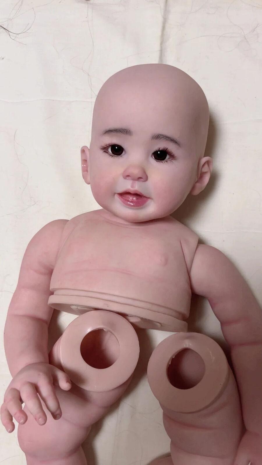 Custom Made 28" Painted Reborn Baby Doll DIY Kit Part with Cloth Body/Connectors Toddler Girl
