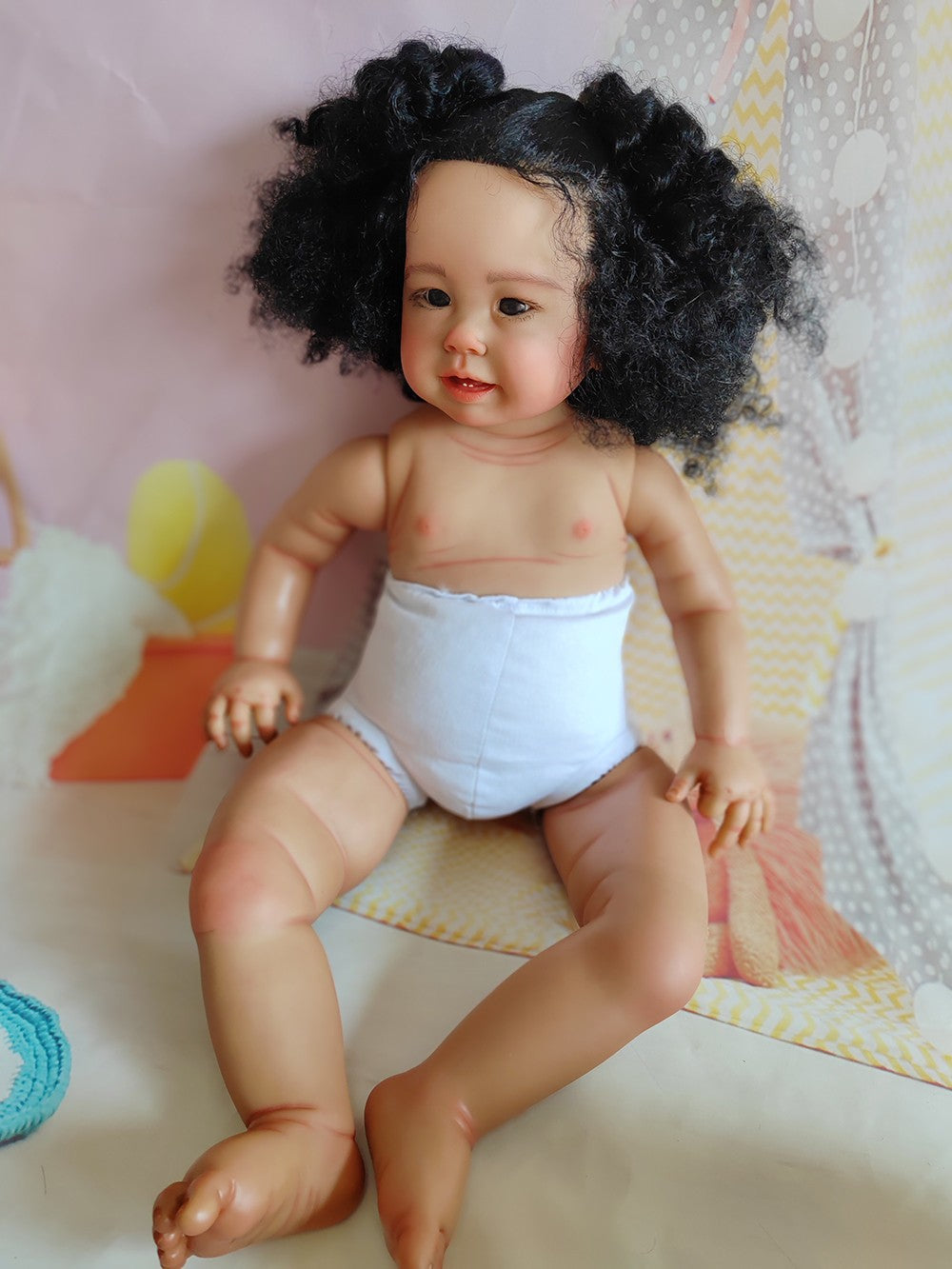 Custom Made 28" Dark Skin Girl Reborn Doll Kit  Artist Genesis Already Painted Unassembled Toddler Girl