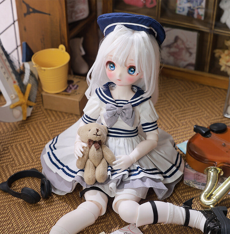 1/4 BJD Doll Resin Full Set/Bare Doll Cartoon Girl Eyes Face up Wig Handmade Toy