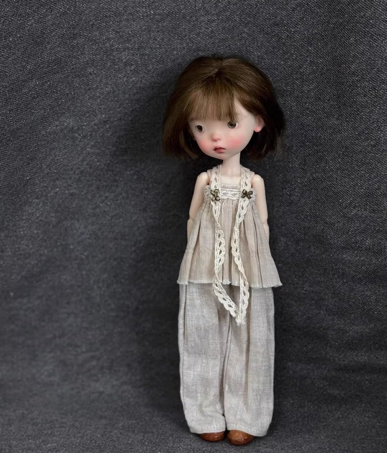 Landoudou BJD Doll 1/6 Jointed Face up Eyes Wig Clothes Girl Full Set Toys Gift