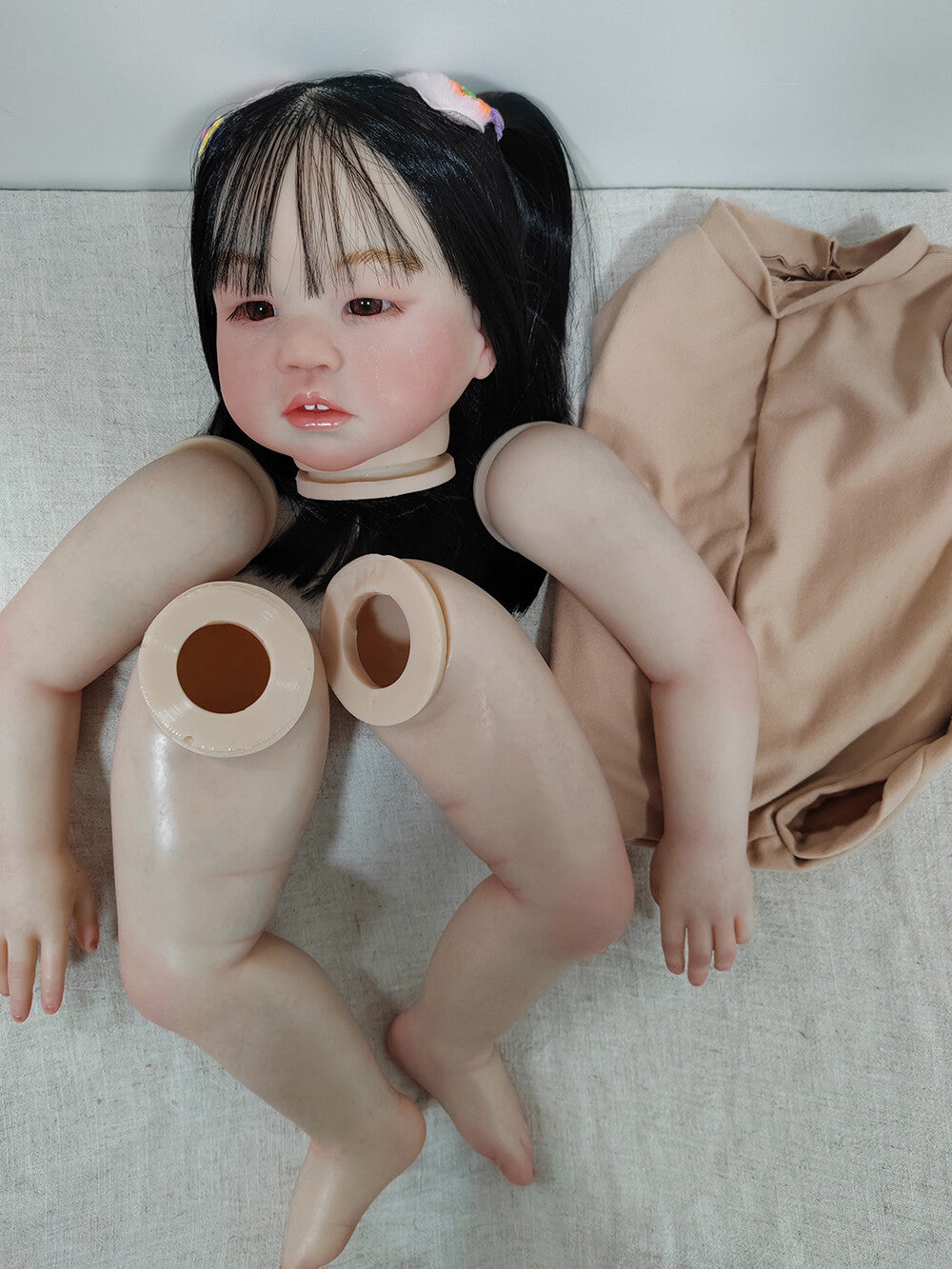 Custom Made Reborn Baby Amaya Unassembled 28in Reborn Doll Kit Asian Girl Toddler Painted Hand-Rooted Hair Toy-
