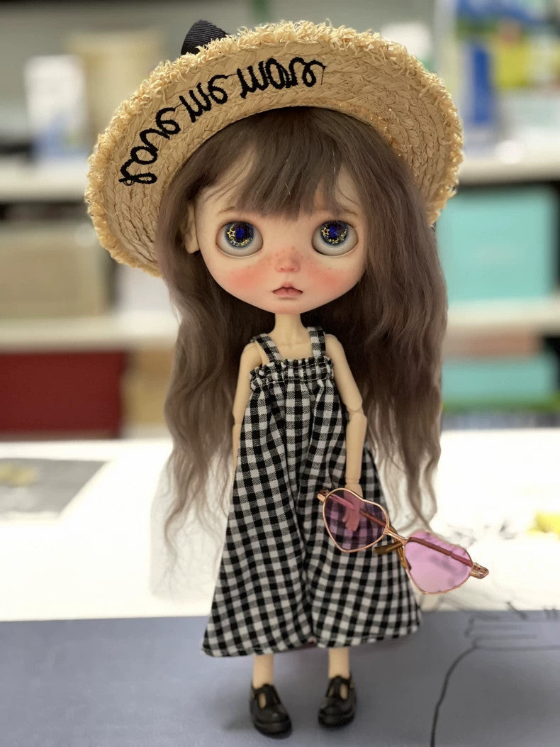 for blythe 1/6 BJD doll ob24 22 BJD Camisole Skirt Floral Plaids Suspender Dress