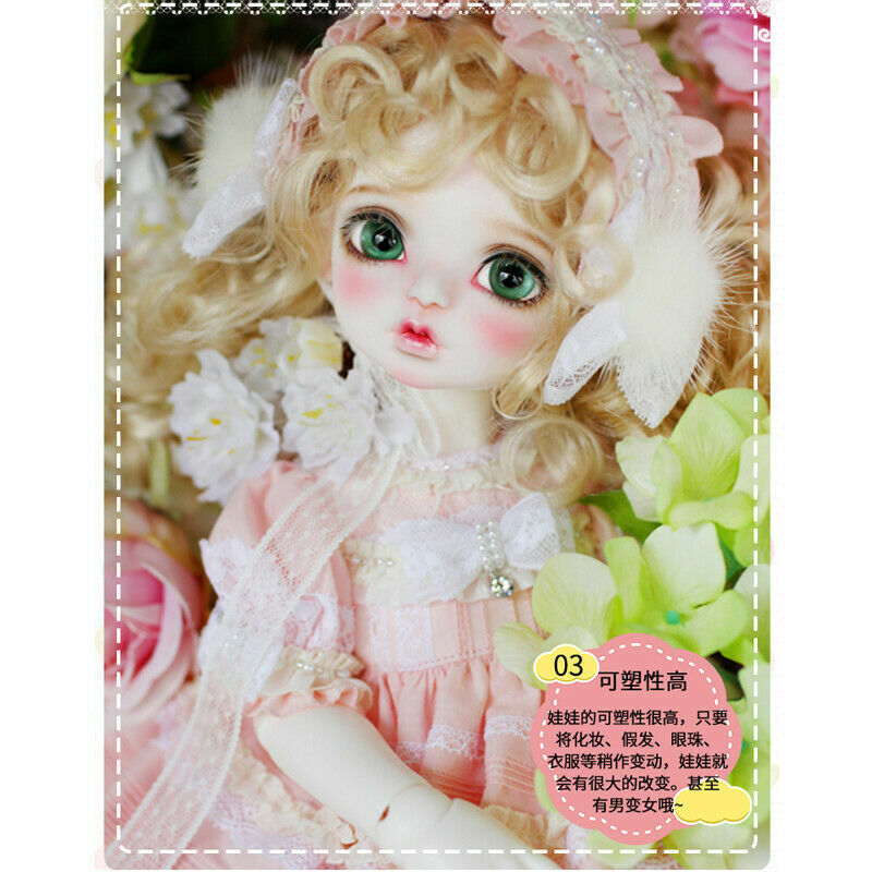 BJD 1/4 Doll Ball Jointed Girl Face Eyes Dress Makeup Birthday Gift Toy Full Set