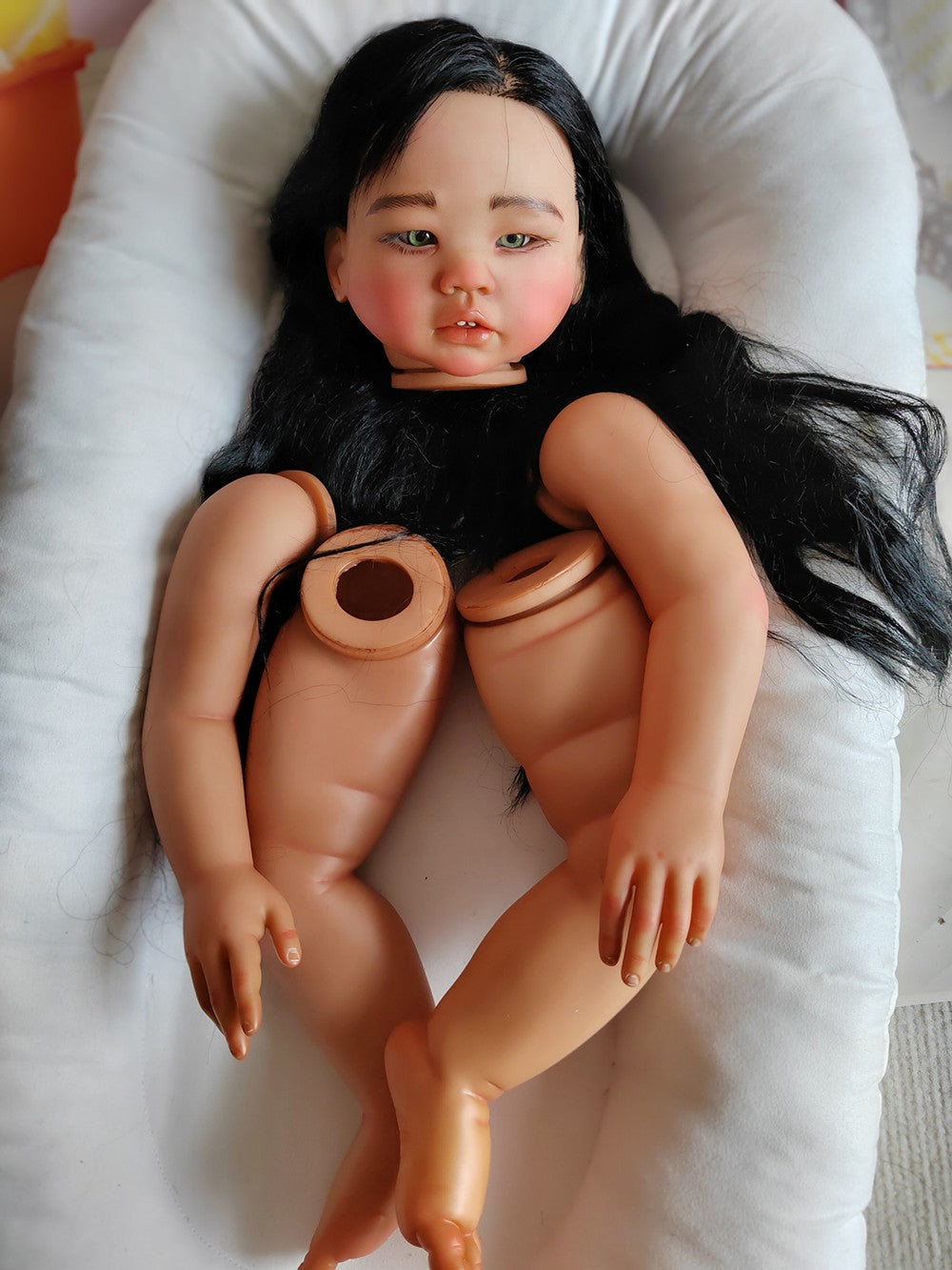 Custom Made Artist Genesis Painted Reborn Doll Kit 28inch Reborn Baby Amaya Toddler Dark Skin African Girl Hand-Rooted Hair Toy