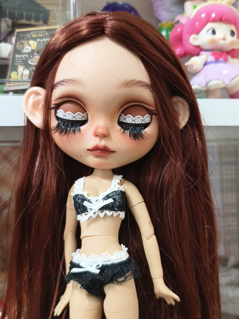 Handmade 1/6 BJD Doll With Clothes Eyes Reddish Hair Tan Skin Custom Blythe Doll