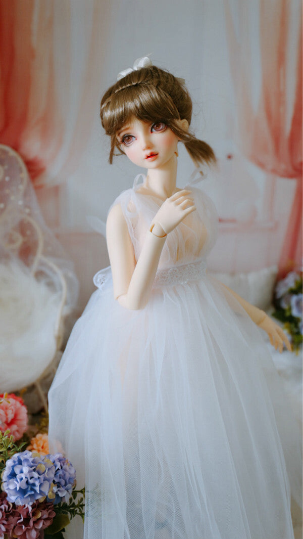 1/6 1/4 1/3 BJD Clothes Doll Outfit Translucent White Chiffon Dress+Waist Deco