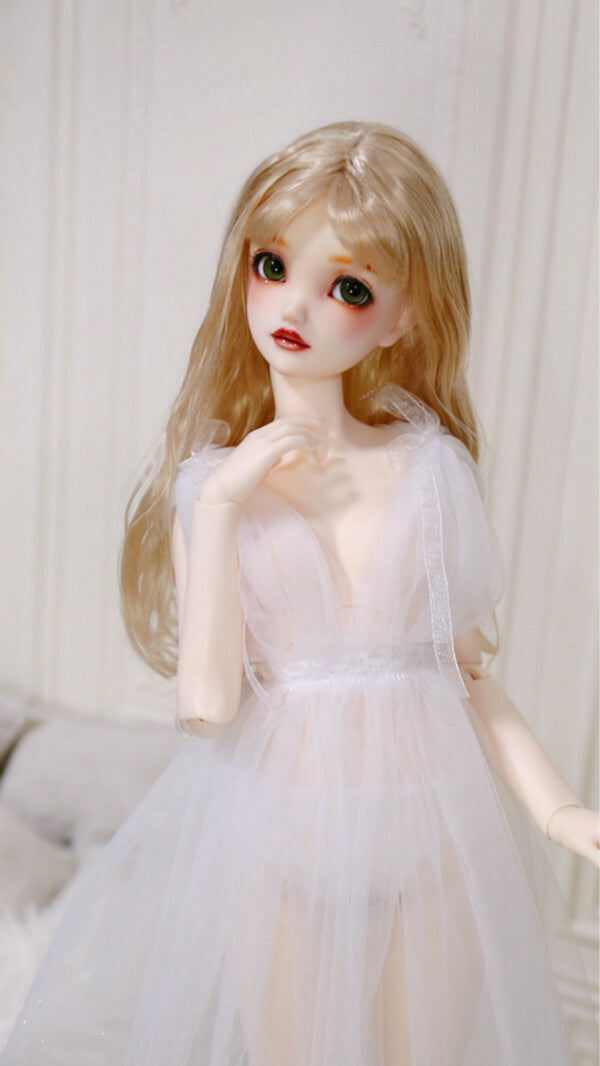 1/6 1/4 1/3 BJD Clothes Doll Outfit Translucent White Chiffon Dress+Waist Deco